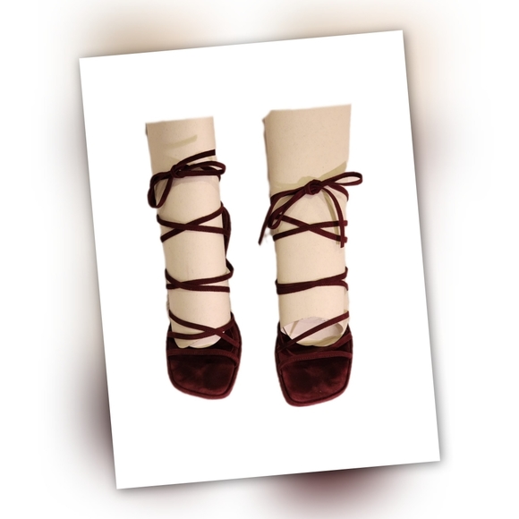 BCBGMaxAzria Suede Strappy Lace Up Heel